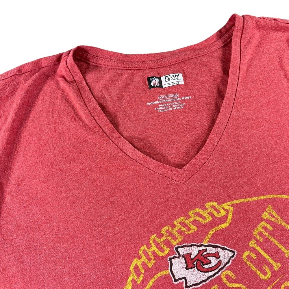 NFL Team Apparel Kansas City Chiefs Short Sleeve V Neck Shirt Women's Sz 2XL